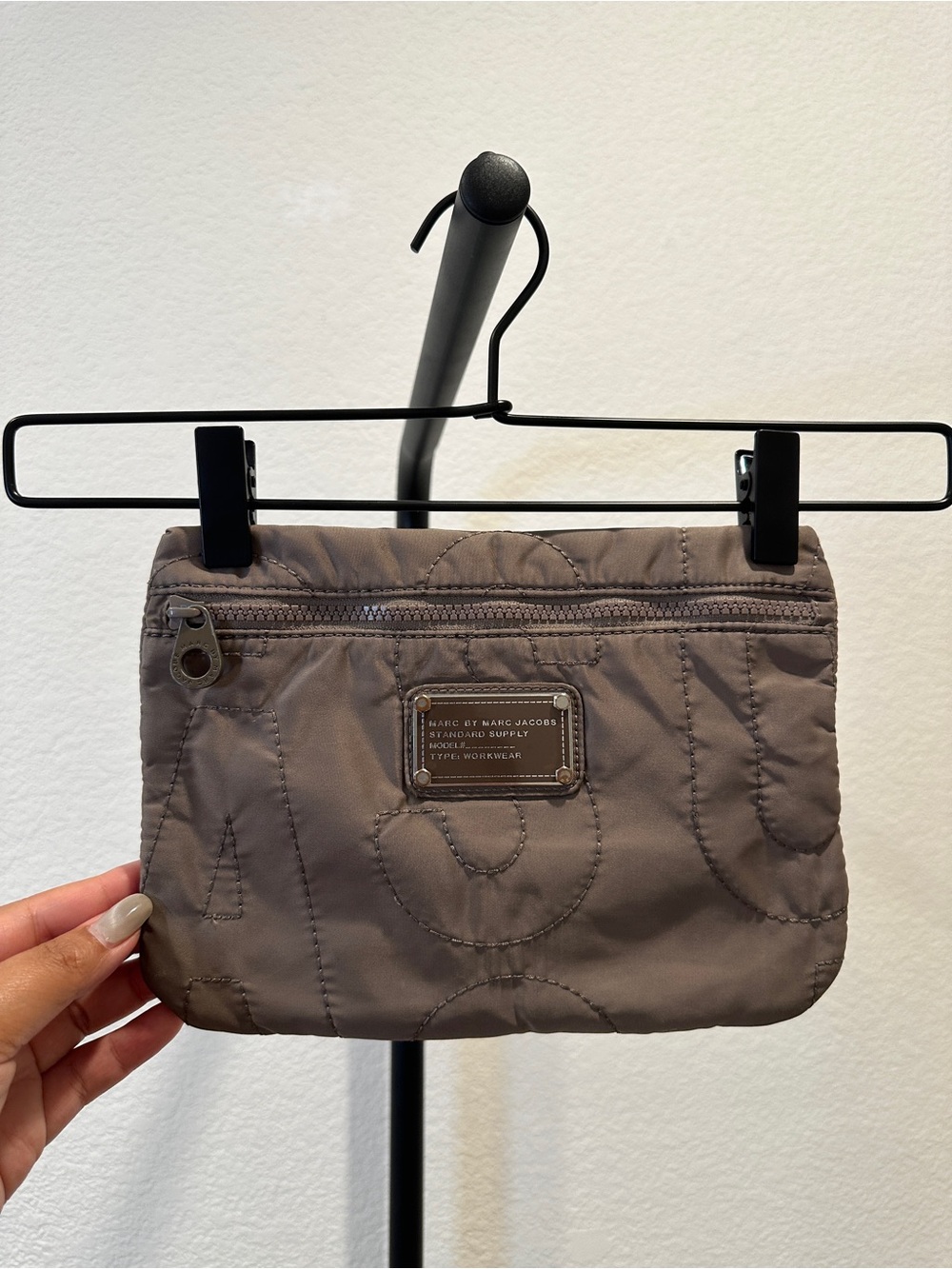 Marc by Marc Jacobs Quilted Nylon Cosmetic Travel Case Taupe